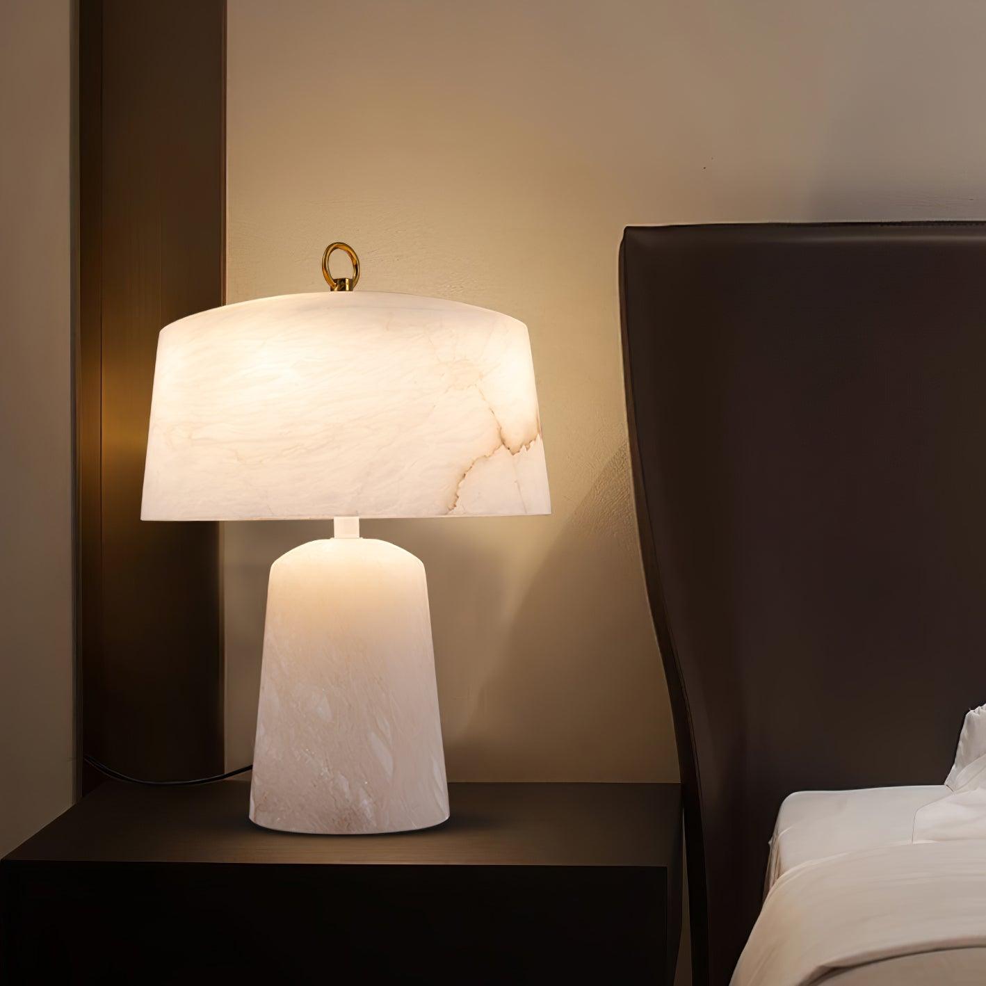Eurvynyra Drum Alabaster Table Lamp - Letslighting