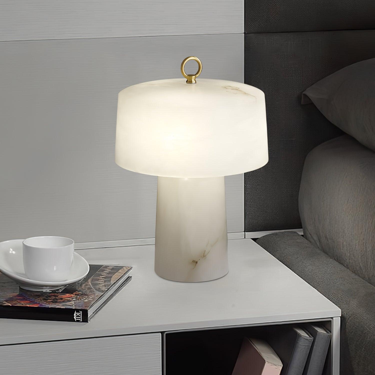 Eurvynyra Drum Alabaster Table Lamp - Letslighting