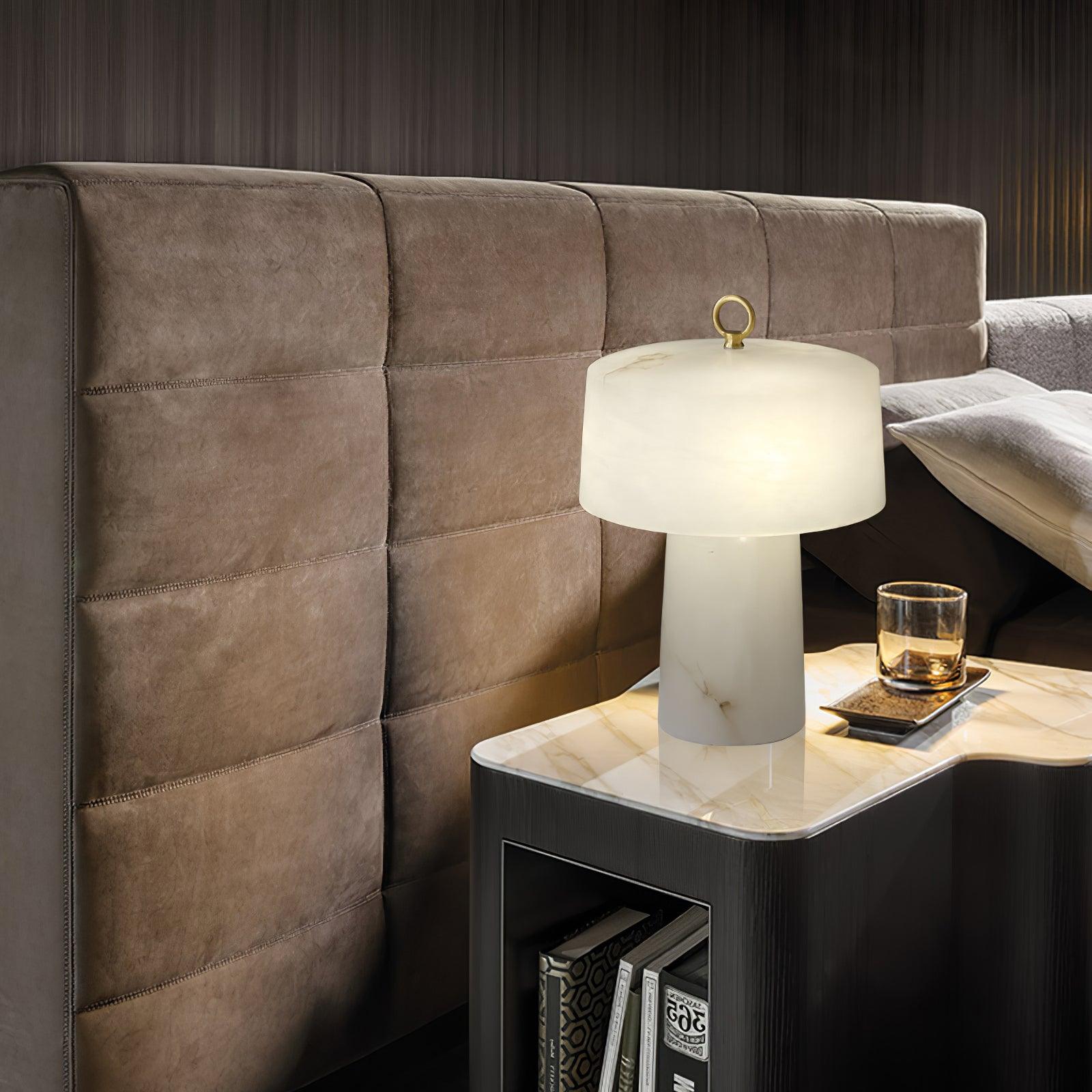 Eurvynyra Drum Alabaster Table Lamp - Letslighting