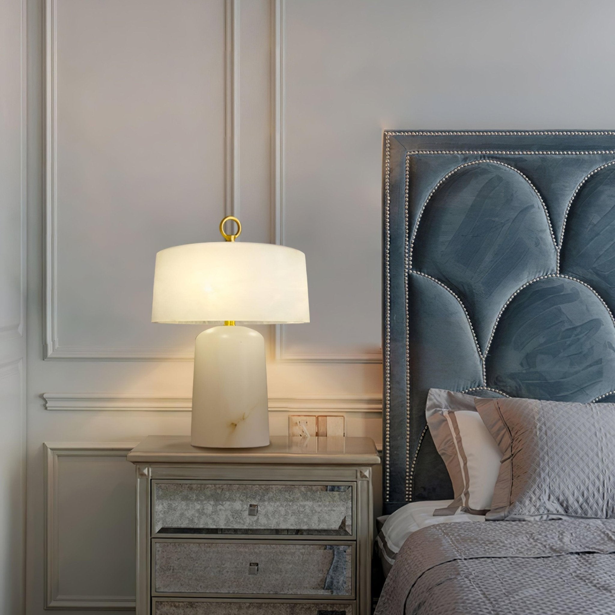 Eurvynyra Drum Alabaster Table Lamp - Letslighting