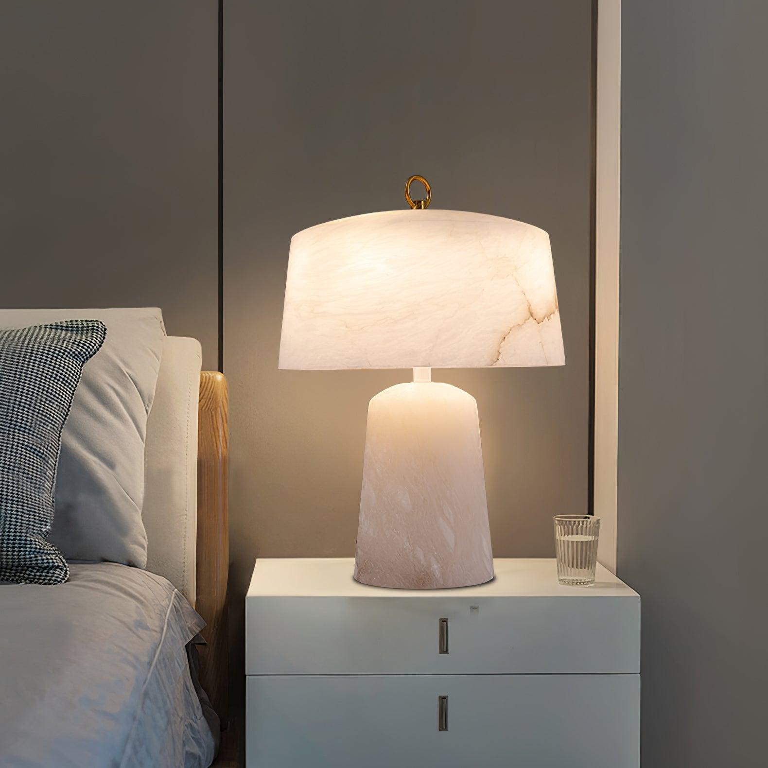 Eurvynyra Drum Alabaster Table Lamp - Letslighting