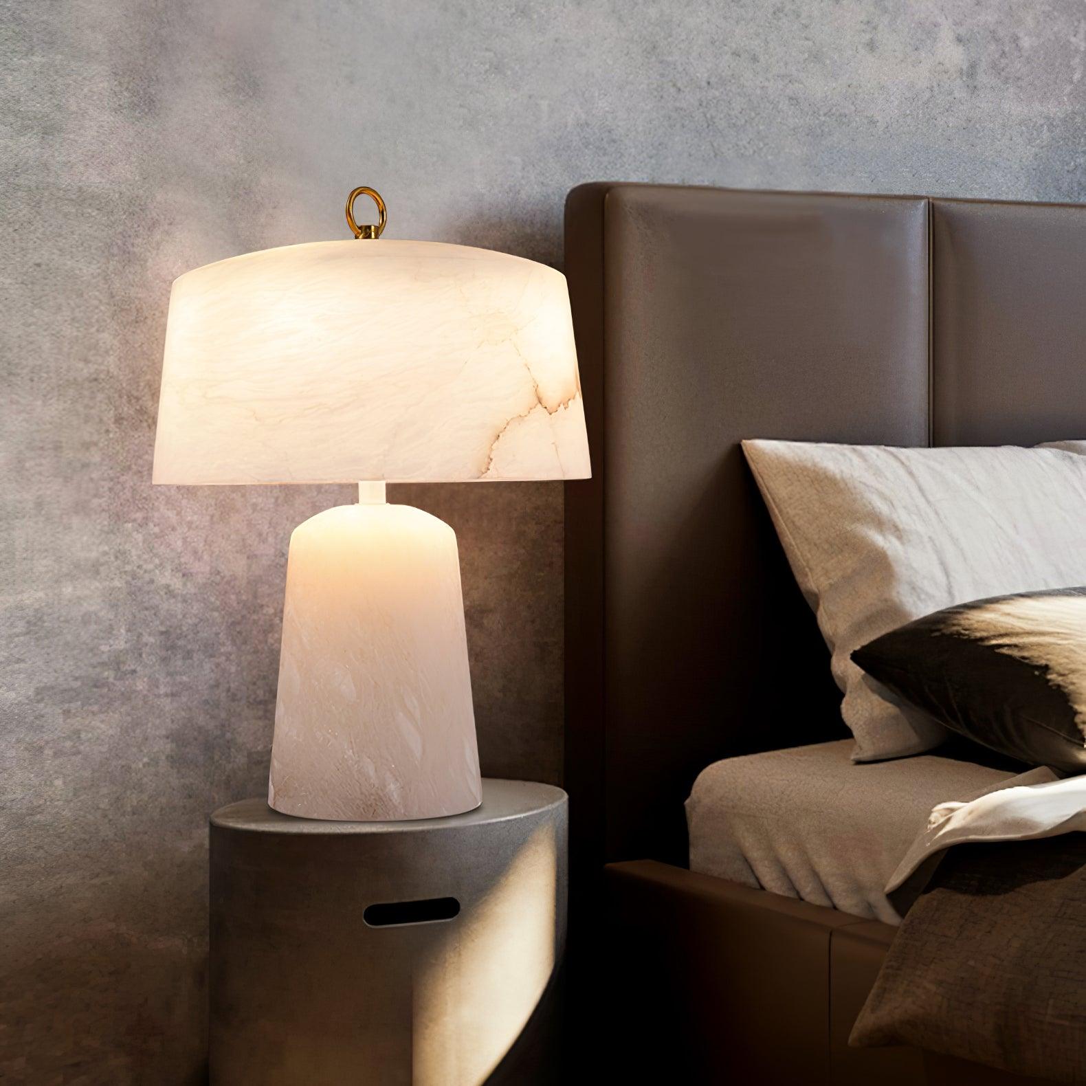 Eurvynyra Drum Alabaster Table Lamp - Letslighting