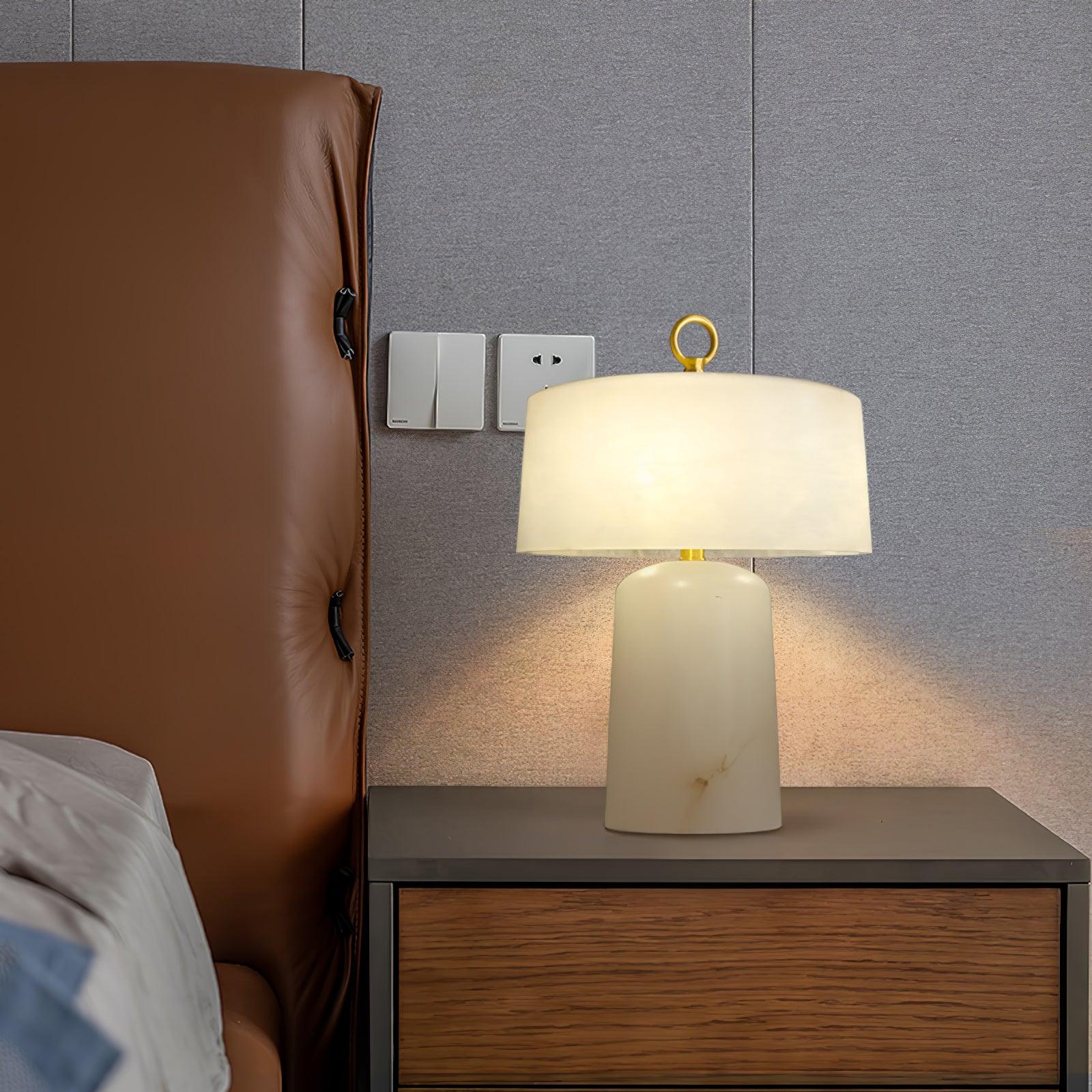 Eurvynyra Drum Alabaster Table Lamp - Letslighting
