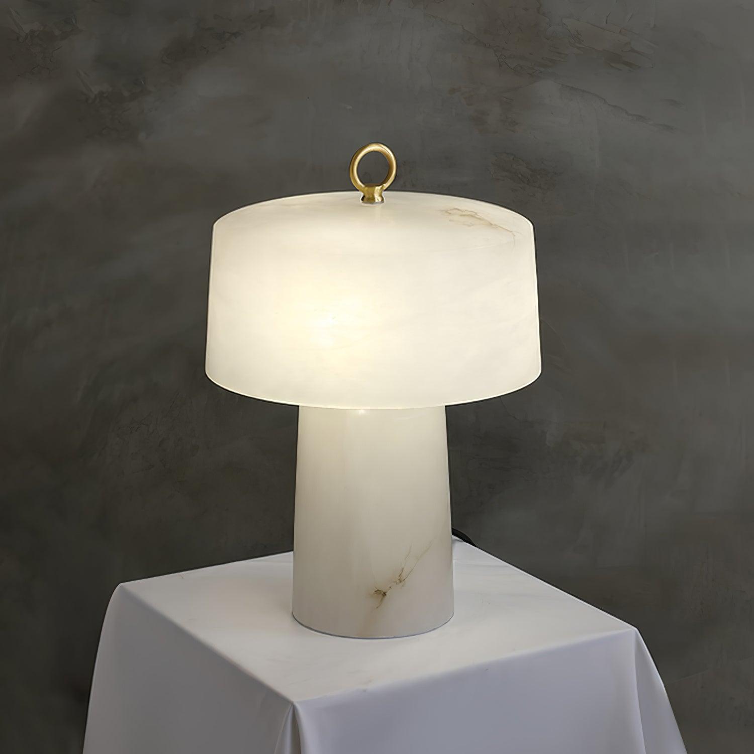 Eurvynyra Drum Alabaster Table Lamp - Letslighting