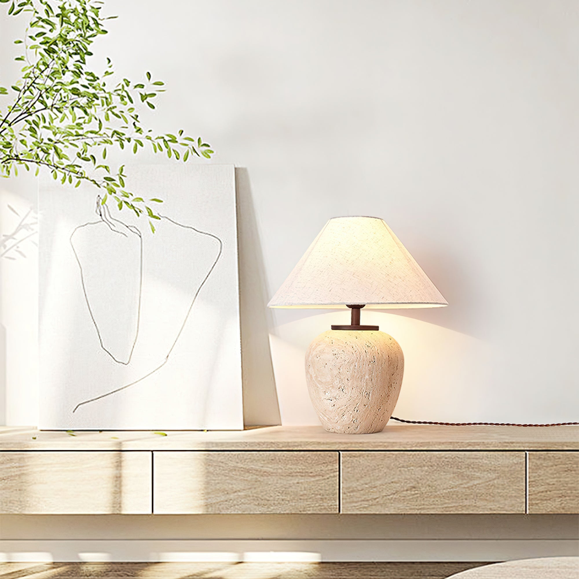 Cazorus Globular Travertine Table Lamp - Letslighting