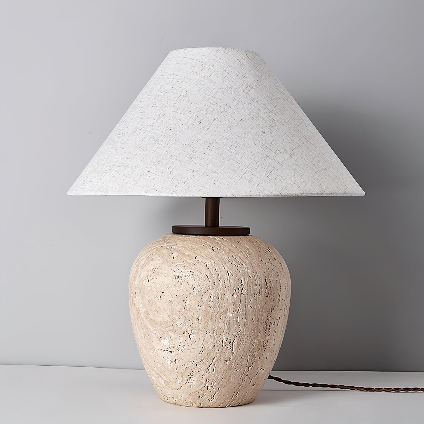 Cazorus Globular Travertine Table Lamp - Letslighting