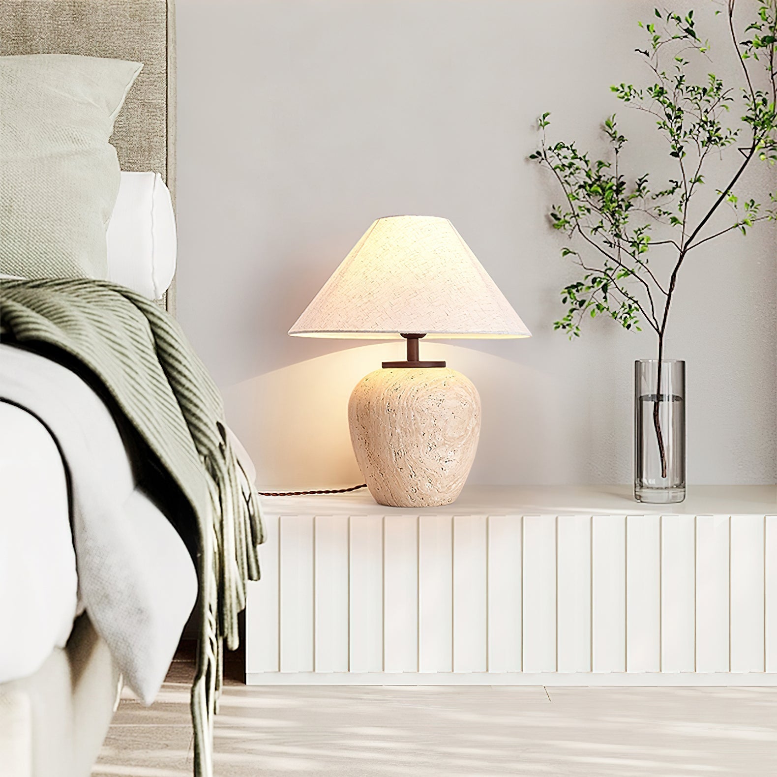 Cazorus Globular Travertine Table Lamp - Letslighting