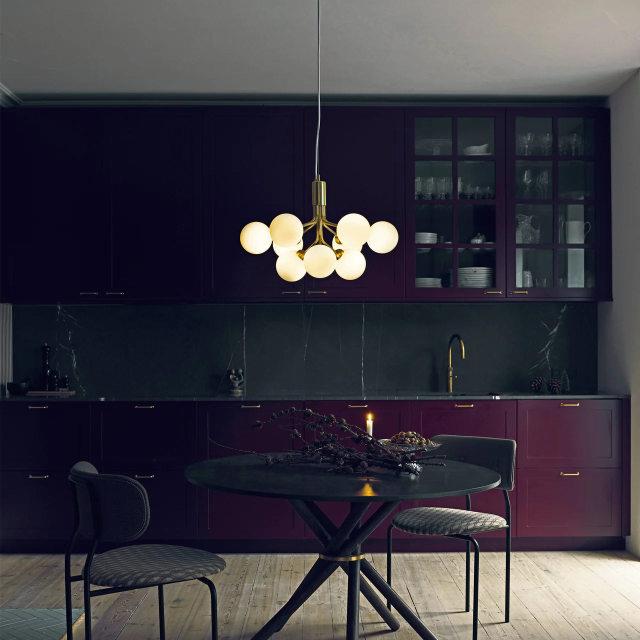 Lustra Pendant Lamp Glass Globe Cluster Brass - Letslighting
