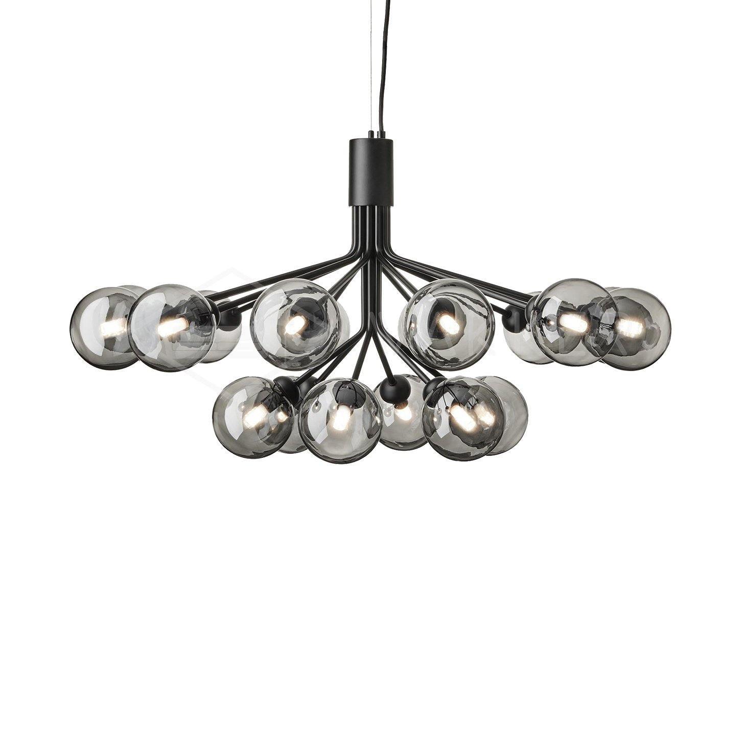 Lustra Pendant Lamp Glass Globe Cluster Brass - Letslighting