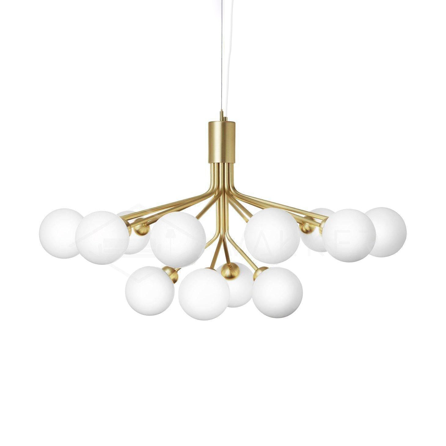 Lustra Pendant Lamp Glass Globe Cluster Brass - Letslighting
