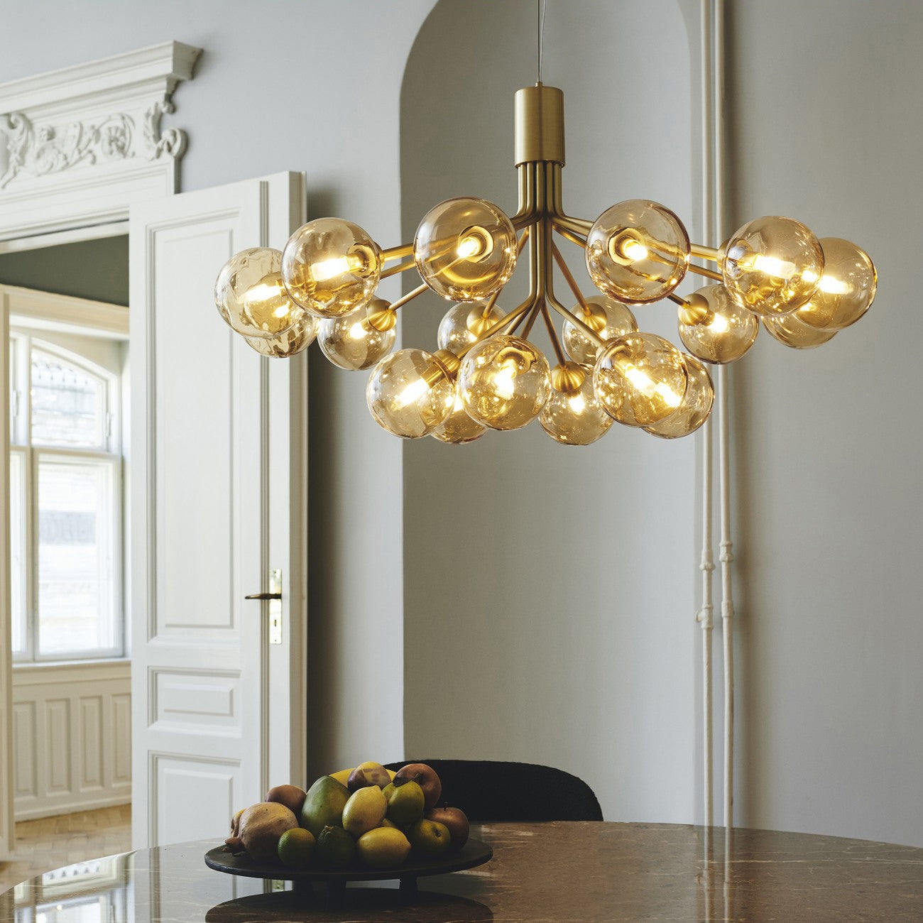Lustra Pendant Lamp Glass Globe Cluster Brass - Letslighting