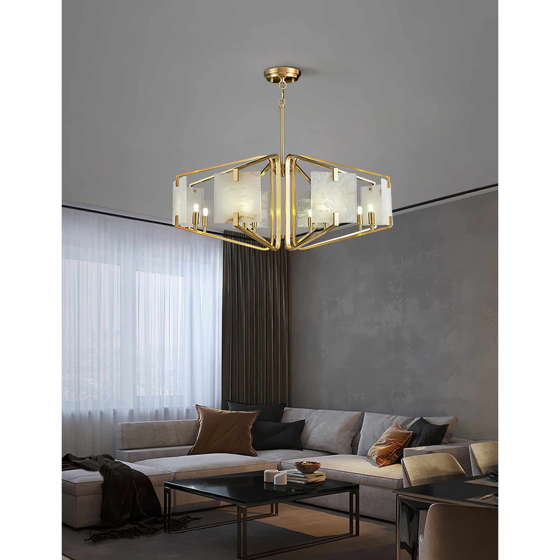 Luster Luxury Brass Alabaster Chandelier - Letslighting