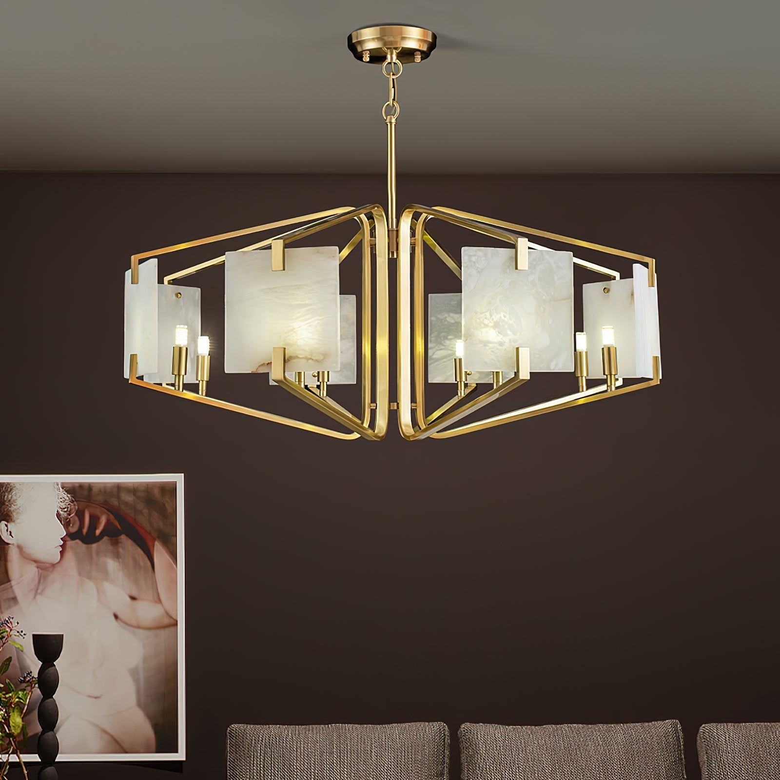 Luster Luxury Brass Alabaster Chandelier - Letslighting