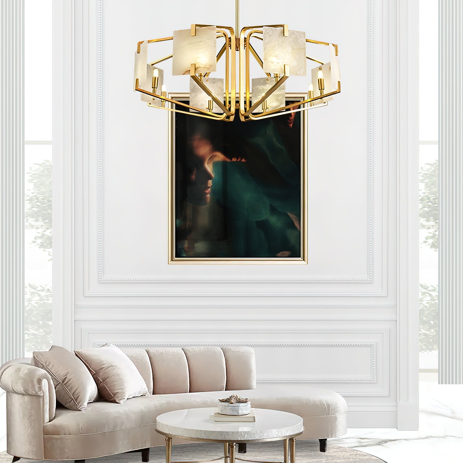 Luster Luxury Brass Alabaster Chandelier - Letslighting