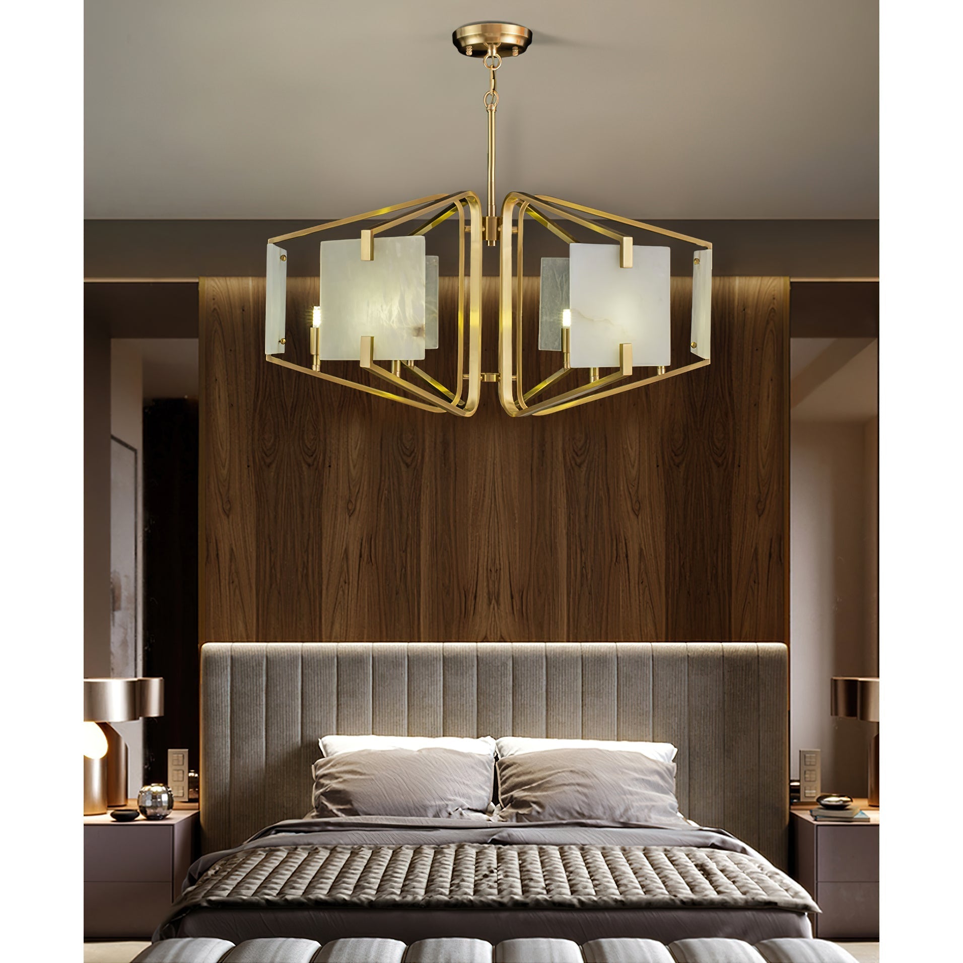 Luster Luxury Brass Alabaster Chandelier - Letslighting