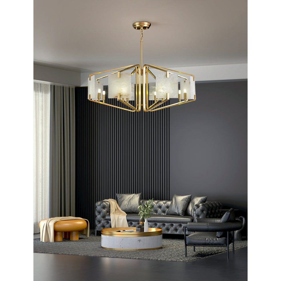 Luster Luxury Brass Alabaster Chandelier - Letslighting