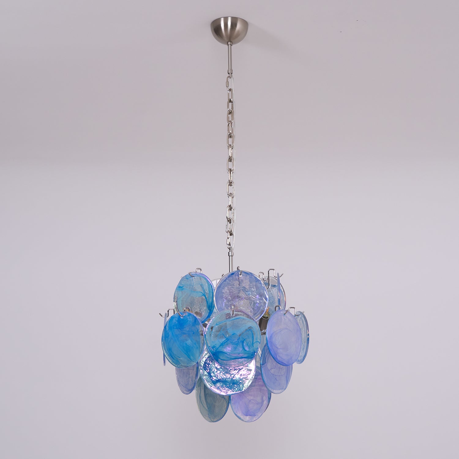 Aurora Chandelier Aqua Blue Murano Glass Disc Coastal - Letslighting