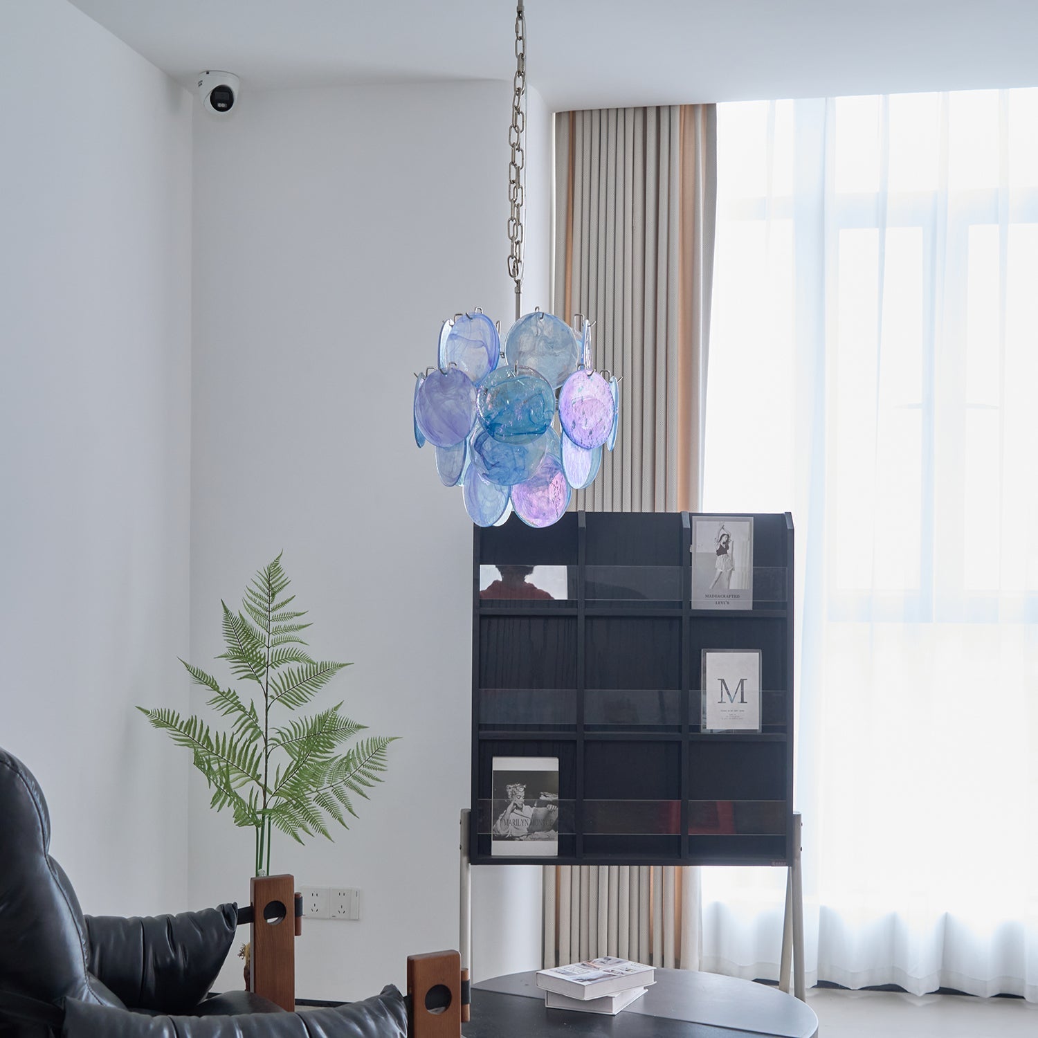 Aurora Chandelier Aqua Blue Murano Glass Disc Coastal - Letslighting