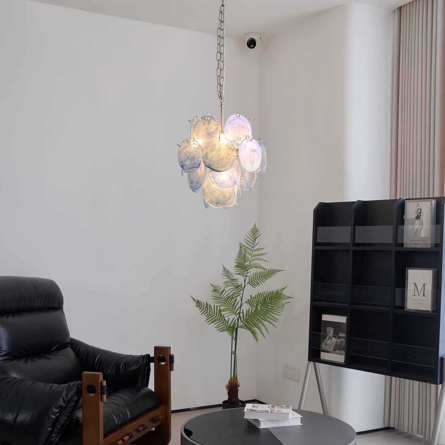 Aurora Chandelier Aqua Blue Murano Glass Disc Coastal - Letslighting