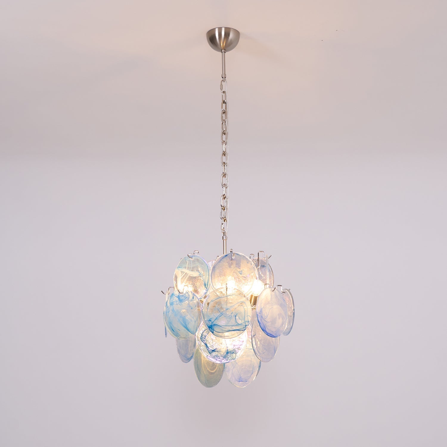 Aurora Chandelier Aqua Blue Murano Glass Disc Coastal - Letslighting