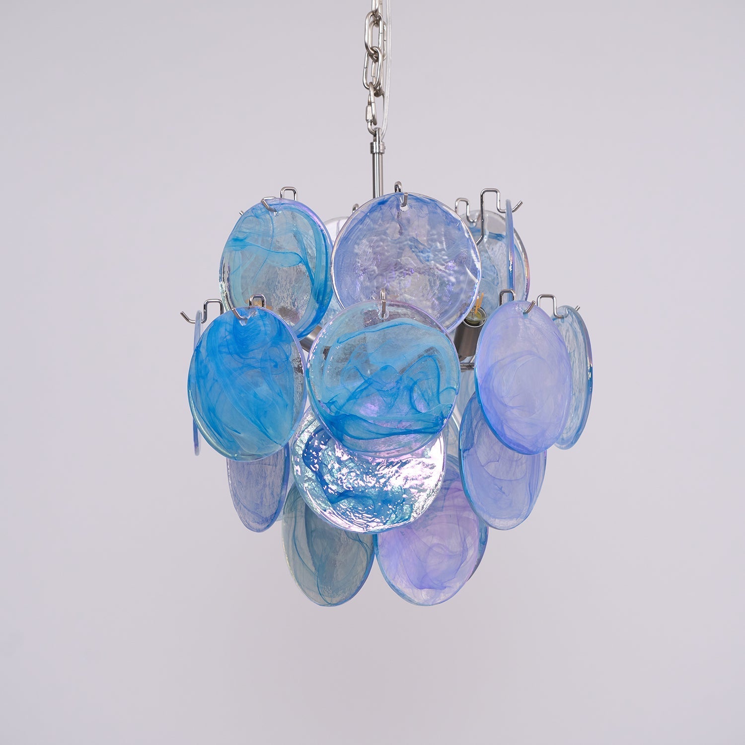 Aurora Chandelier Aqua Blue Murano Glass Disc Coastal - Letslighting