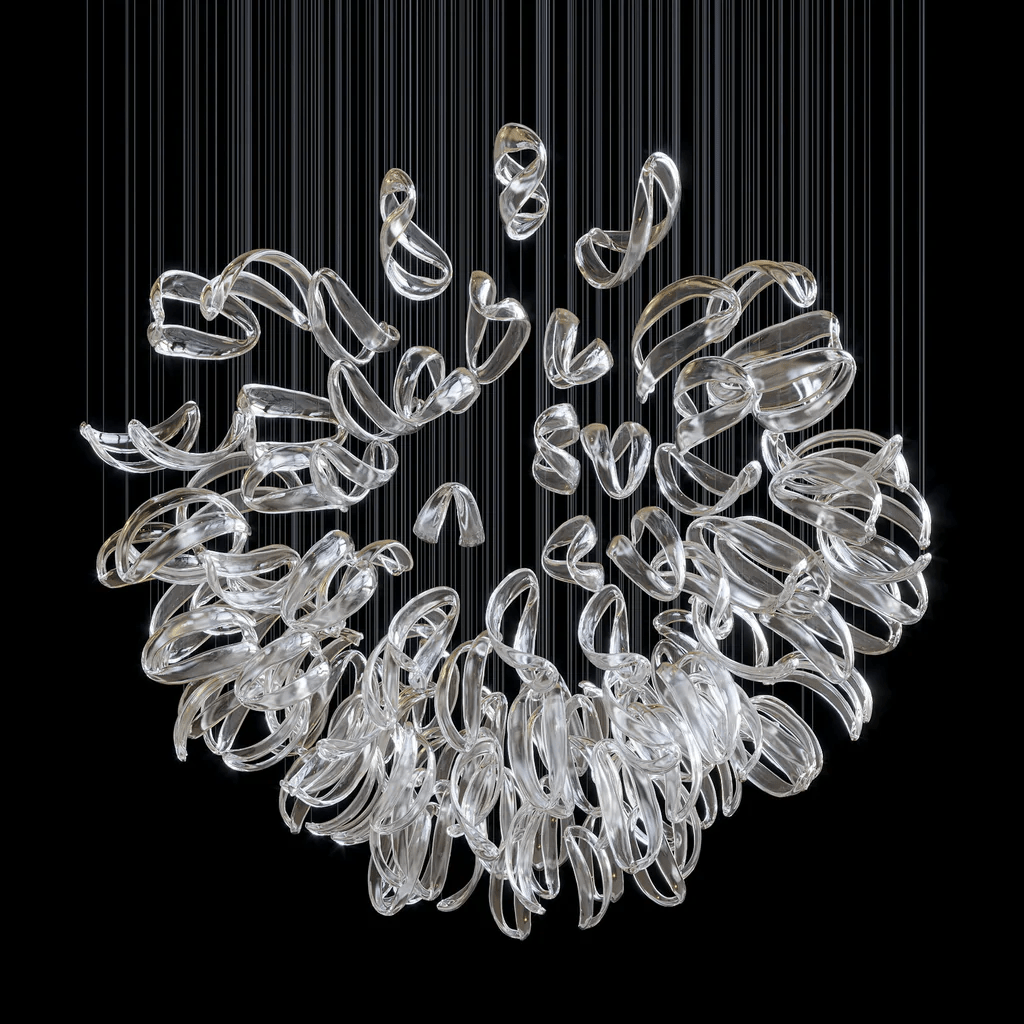 Cascading Ripple Glass Chandelier Staircase Customize