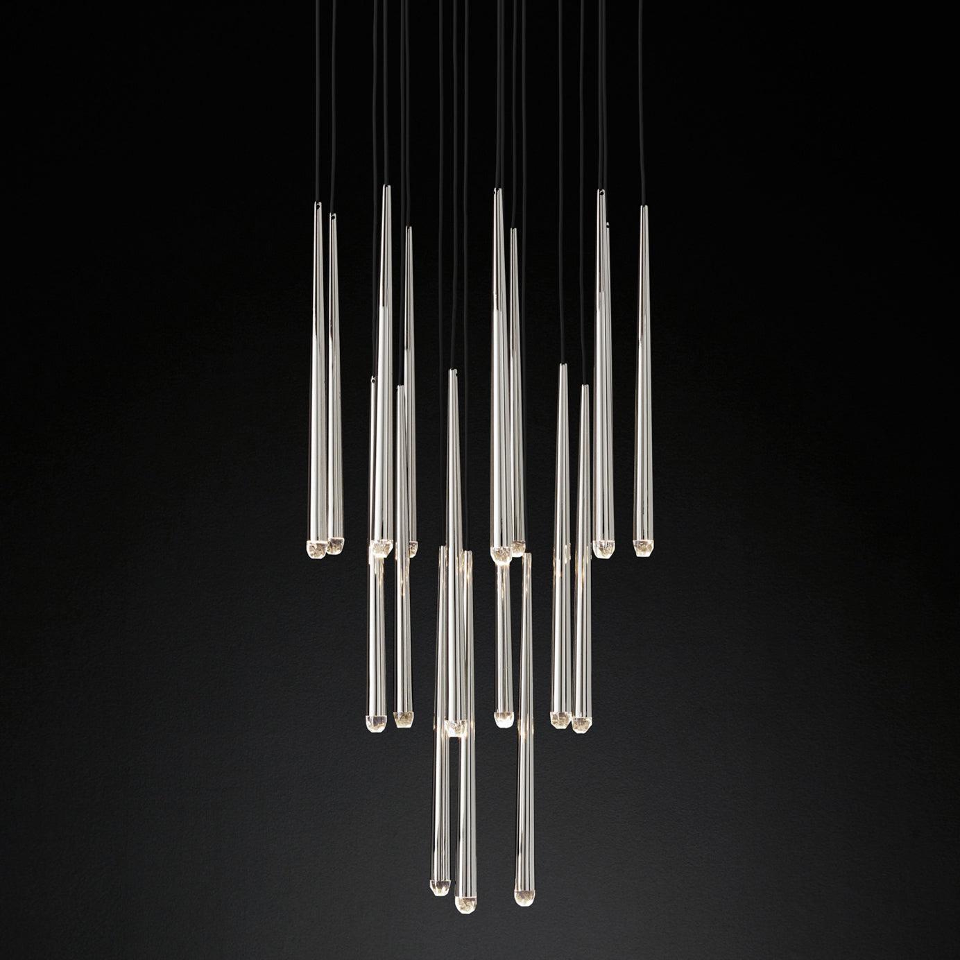 Chandelier Crystal Shade Brass Blackened Silver Luxe Minimalistic - Letslighting