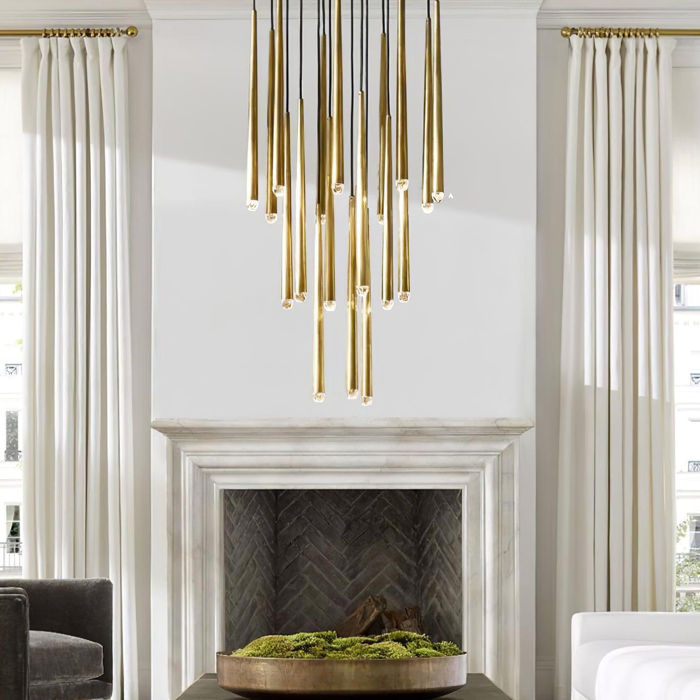 Chandelier Crystal Shade Brass Blackened Silver Luxe Minimalistic - Letslighting