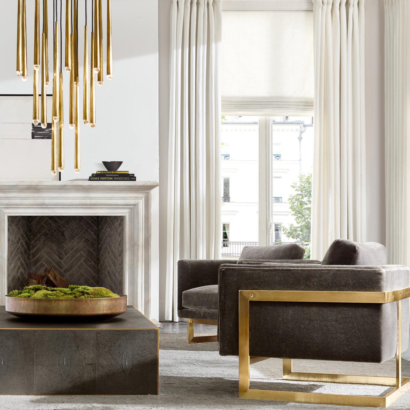 Chandelier Crystal Shade Brass Blackened Silver Luxe Minimalistic - Letslighting