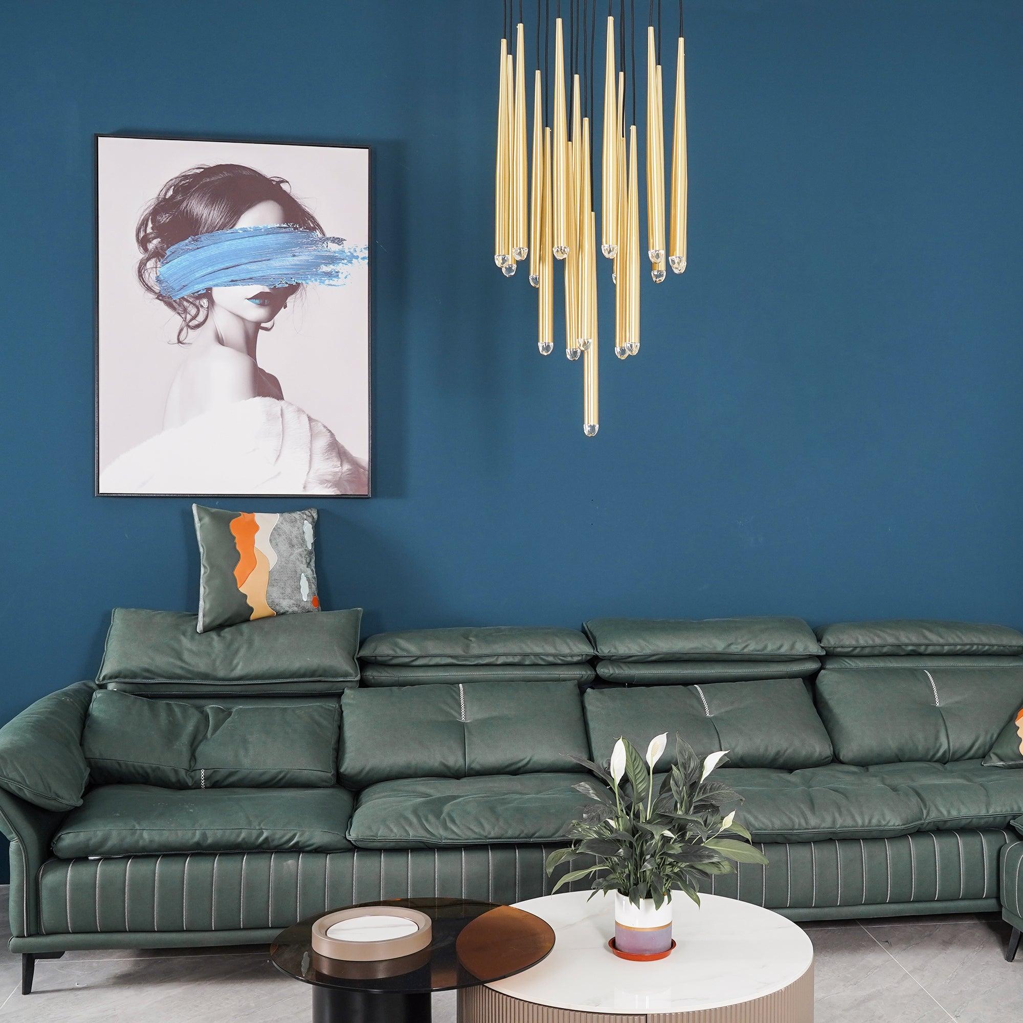 Chandelier Crystal Shade Brass Blackened Silver Luxe Minimalistic - Letslighting