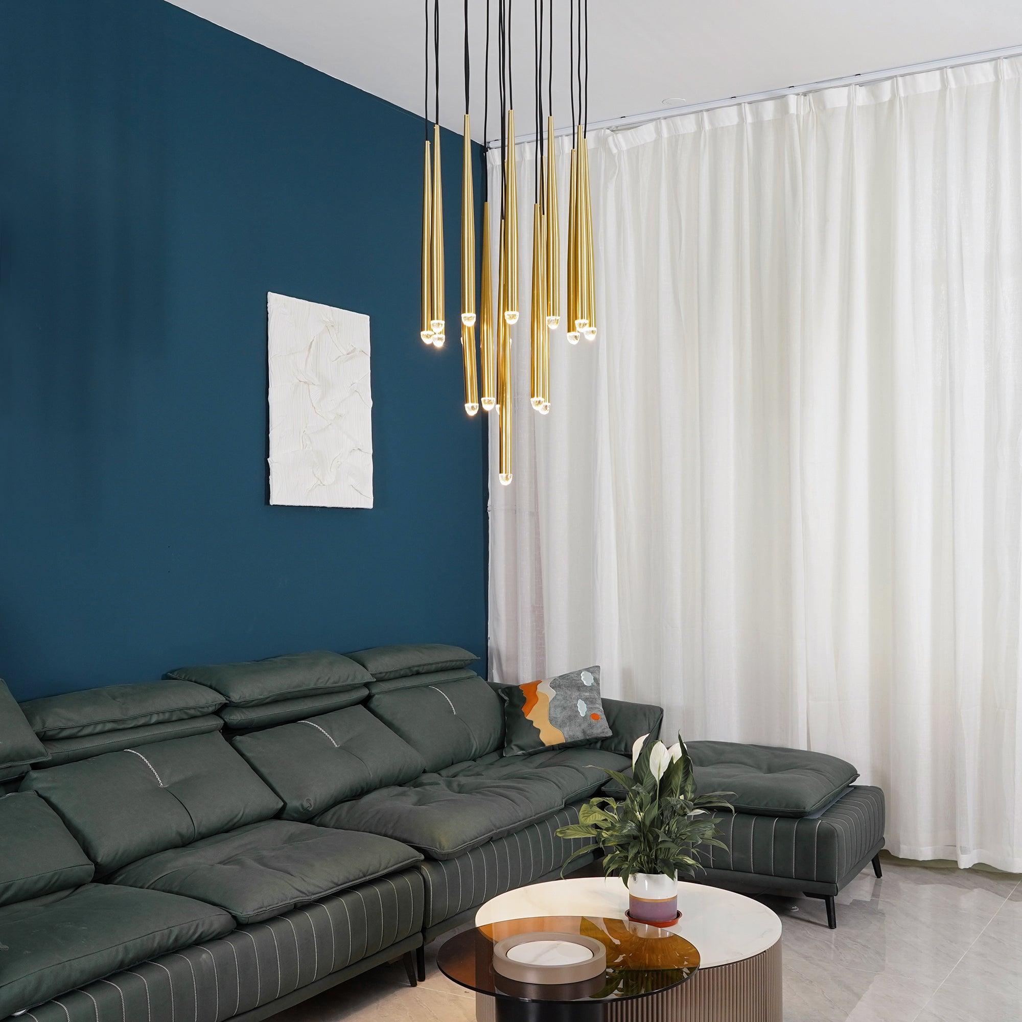 Chandelier Crystal Shade Brass Blackened Silver Luxe Minimalistic - Letslighting