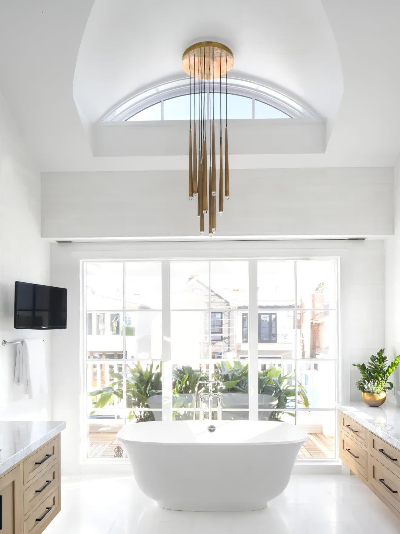 Chandelier Crystal Shade Brass Blackened Silver Luxe Minimalistic - Letslighting