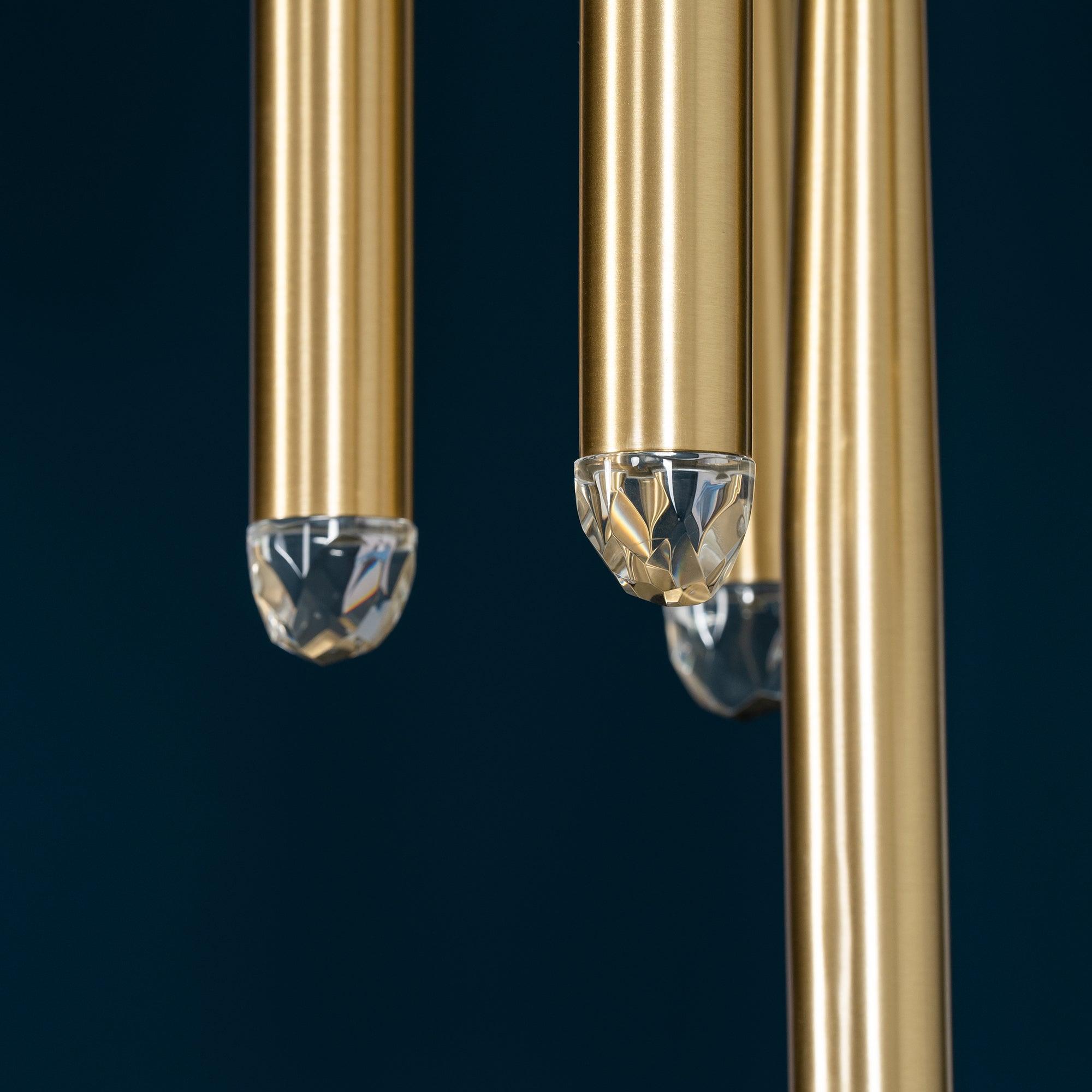 Chandelier Crystal Shade Brass Blackened Silver Luxe Minimalistic - Letslighting