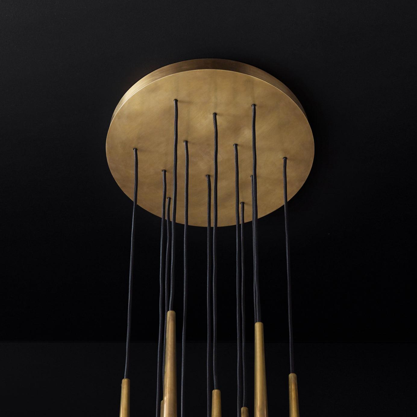 Chandelier Crystal Shade Brass Blackened Silver Luxe Minimalistic - Letslighting