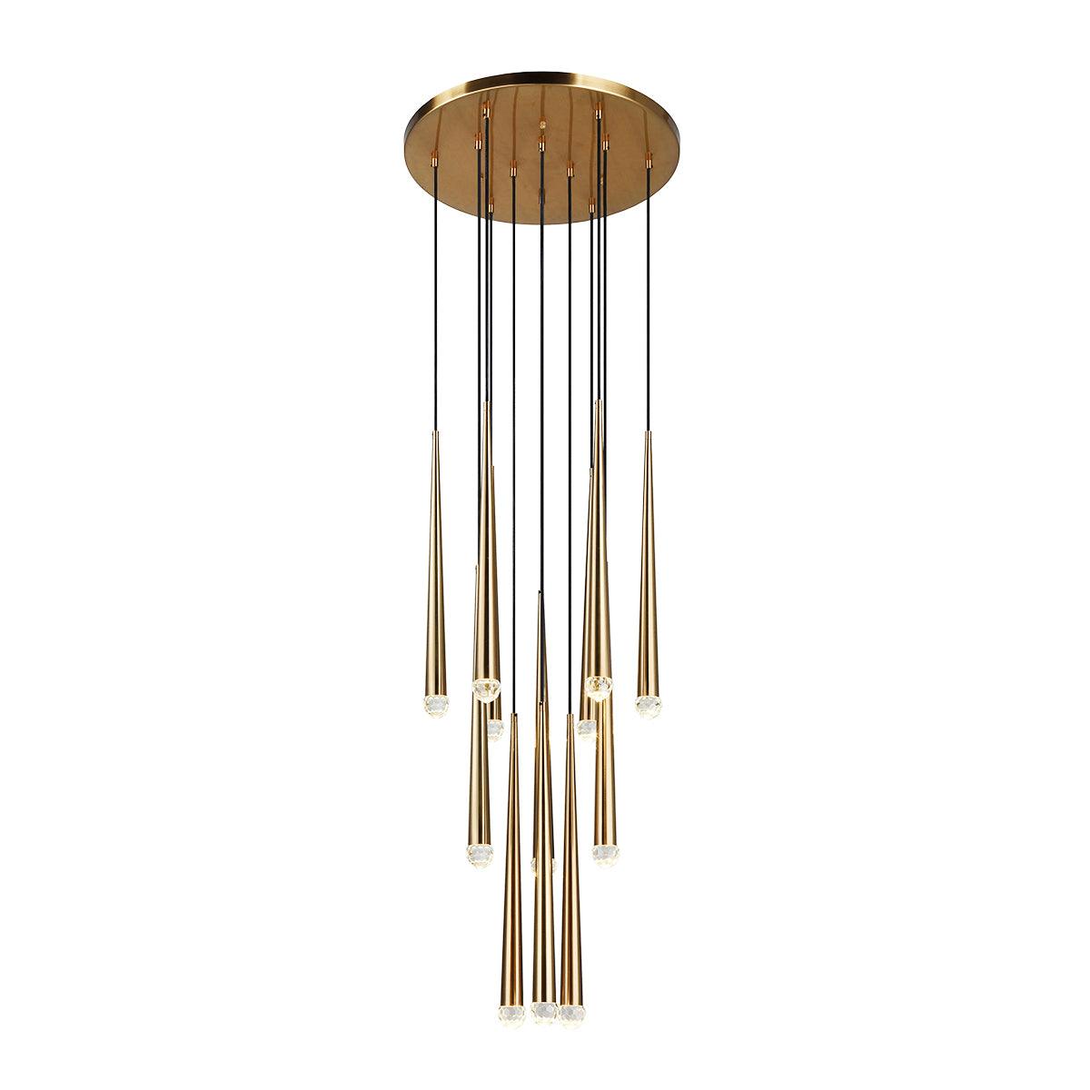 Chandelier Crystal Shade Brass Blackened Silver Luxe Minimalistic - Letslighting