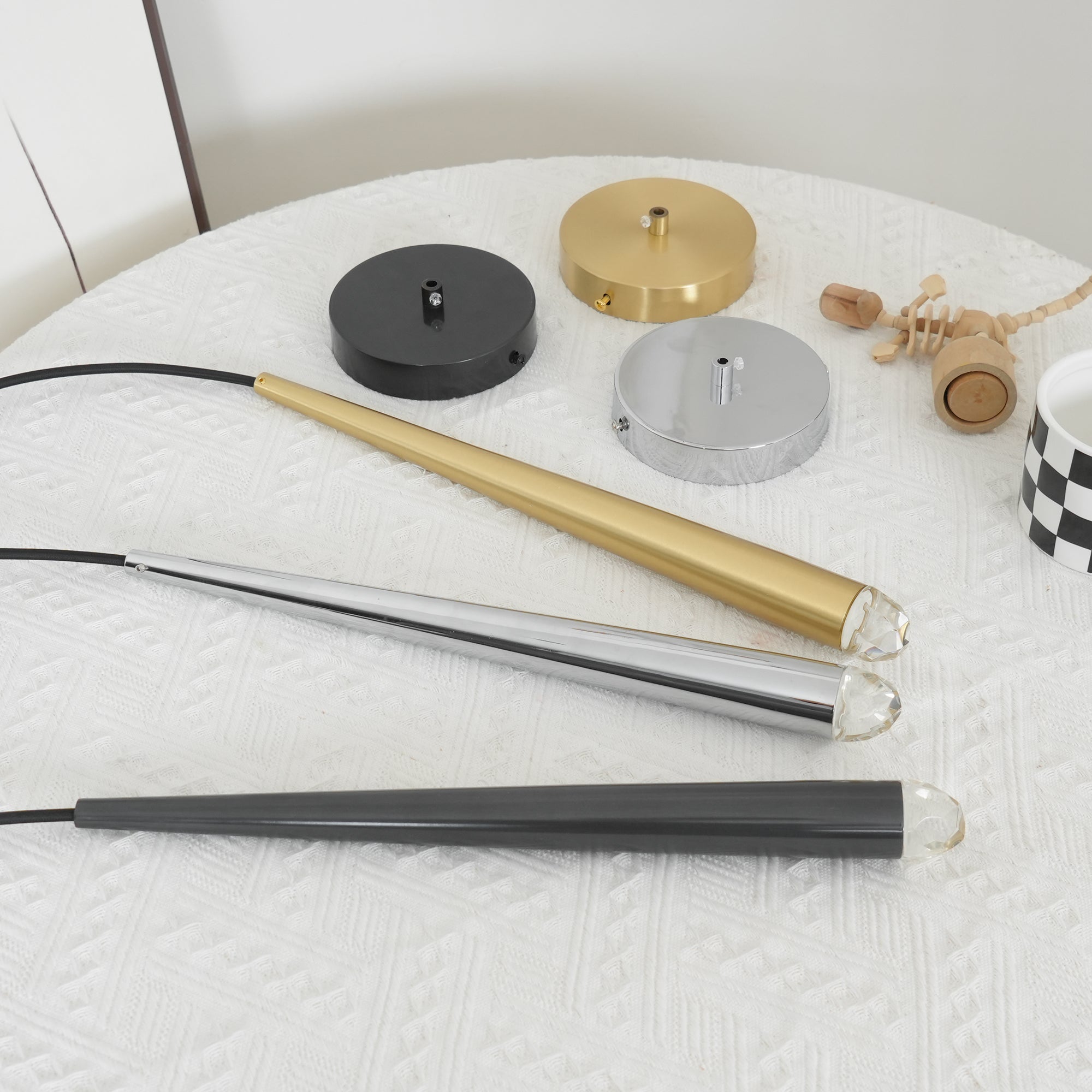 Chandelier Crystal Shade Brass Blackened Silver Luxe Minimalistic - Letslighting