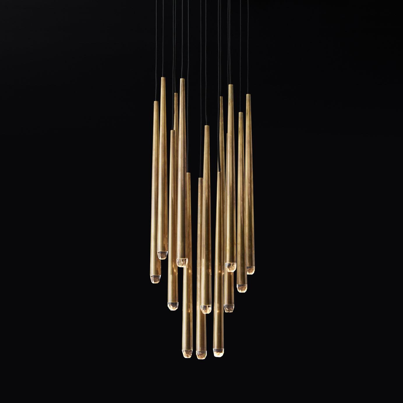 Chandelier Crystal Shade Brass Blackened Silver Luxe Minimalistic - Letslighting