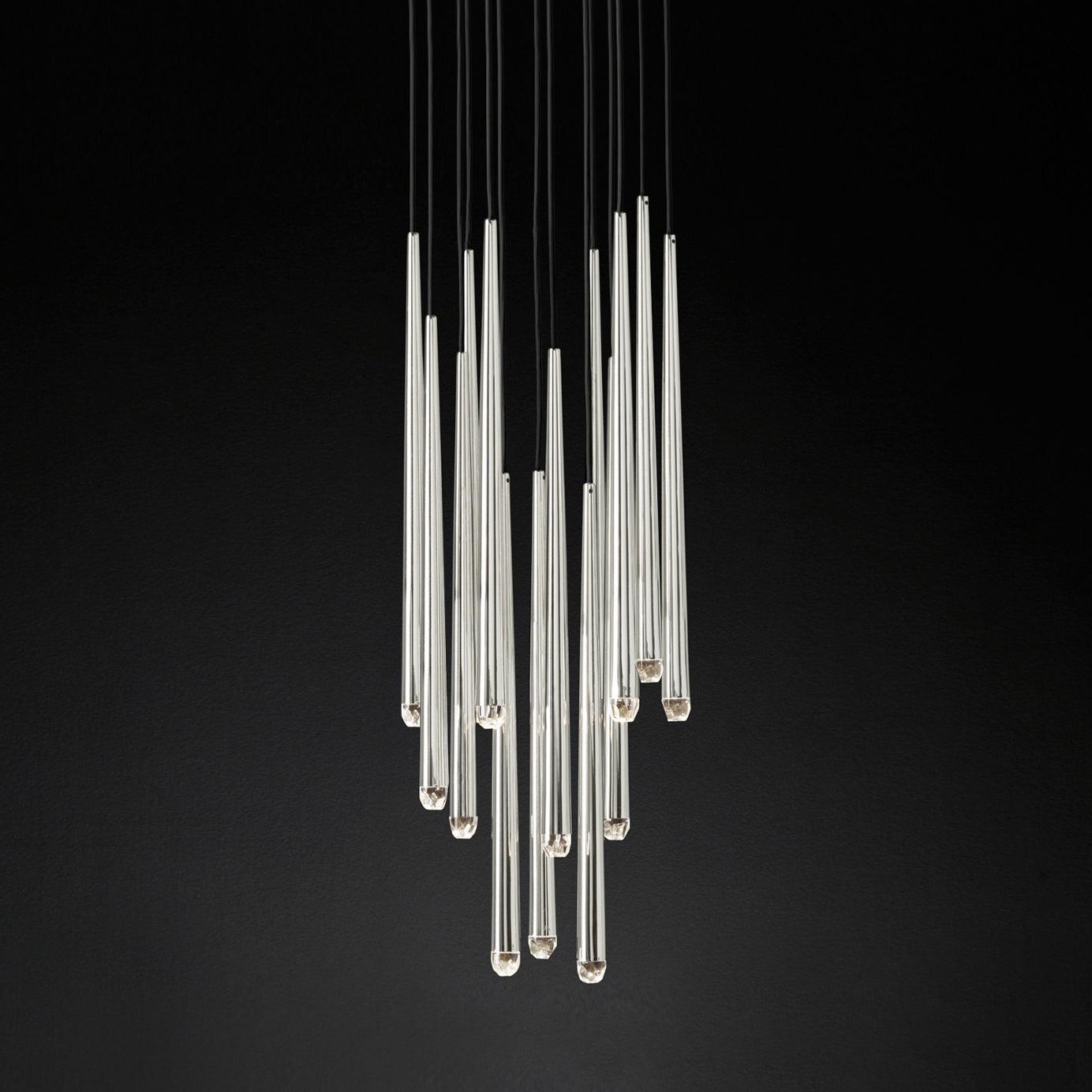 Chandelier Crystal Shade Brass Blackened Silver Luxe Minimalistic - Letslighting