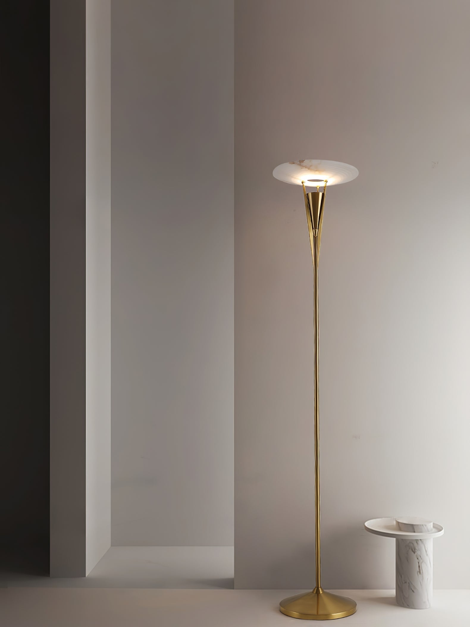 Veloros Cone Alabaster Floor Lamp - Letslighting