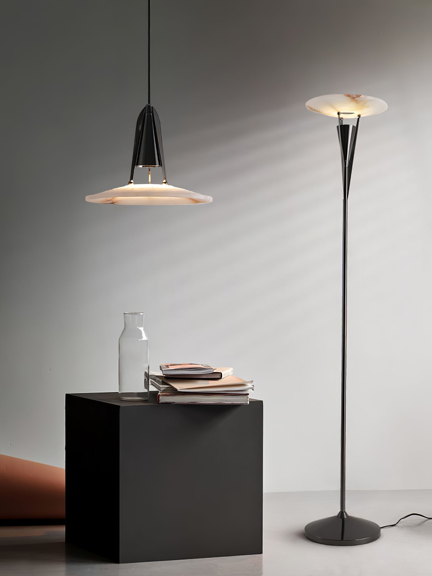 Veloros Cone Alabaster Floor Lamp - Letslighting