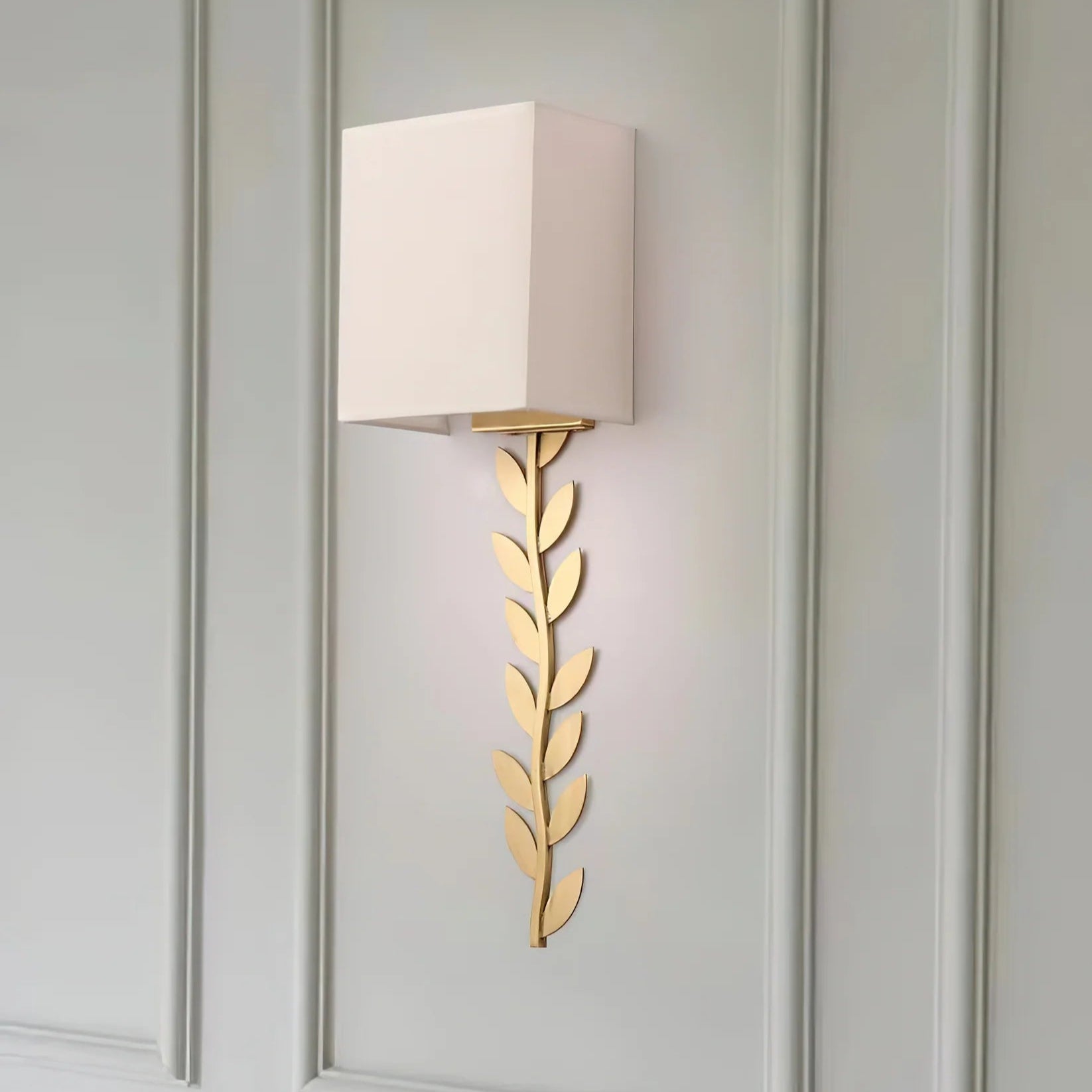Verve Wall Lamp Brass Leaf Fabric - Letslighting