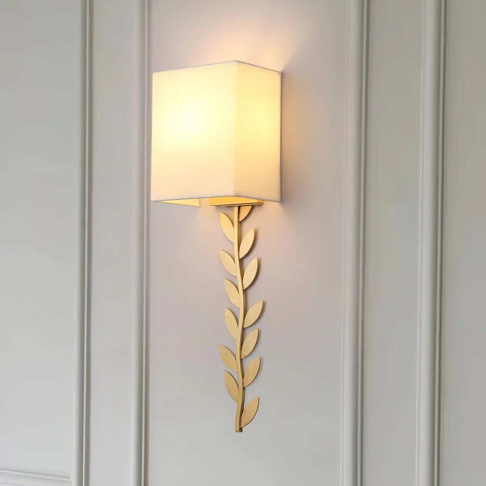 Verve Wall Lamp Brass Leaf Fabric - Letslighting