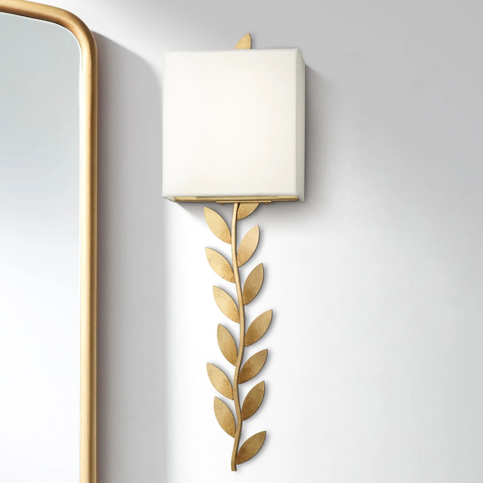Verve Wall Lamp Brass Leaf Fabric - Letslighting