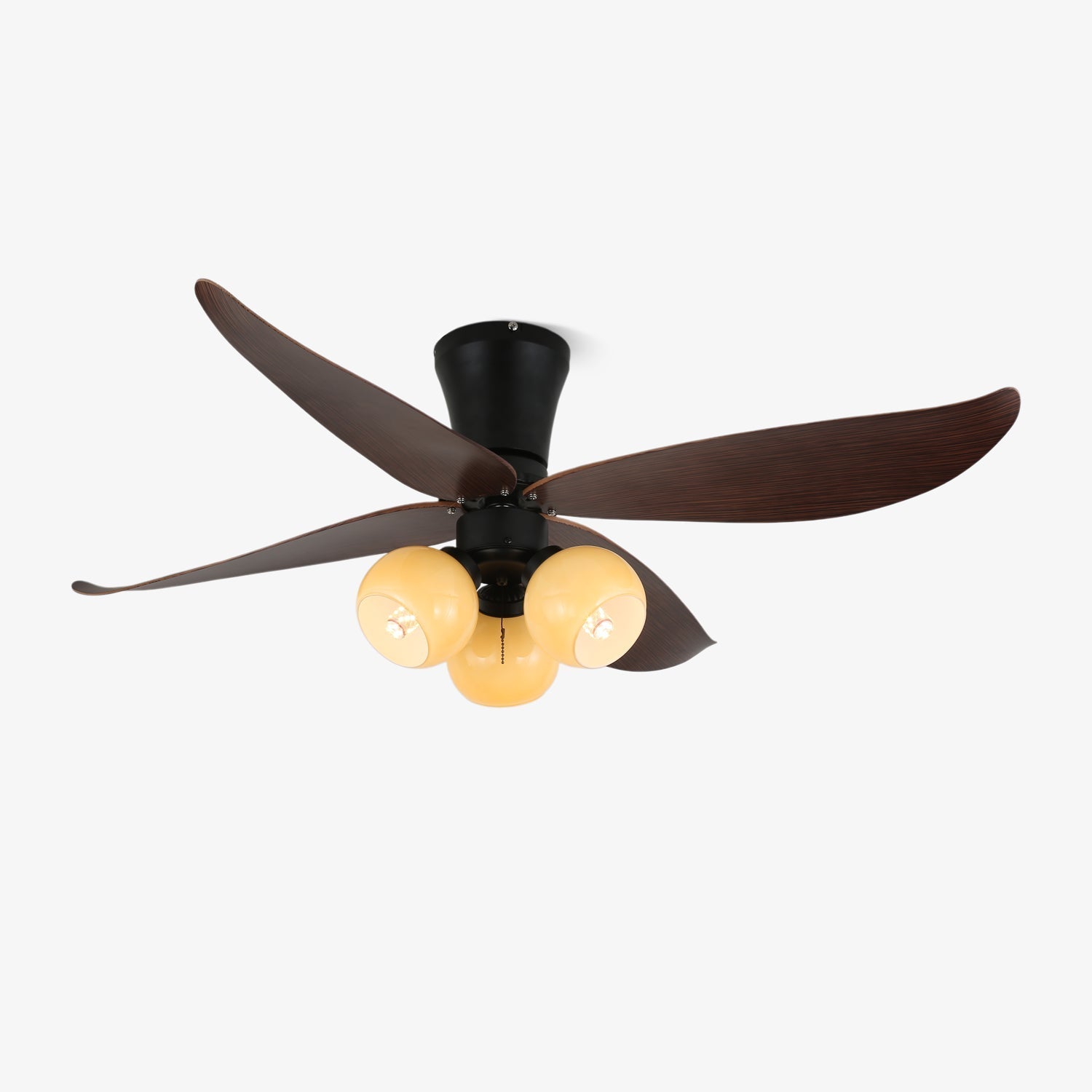 Selina Vintage Wood Glass Ceiling Fan Light - Blowlighting