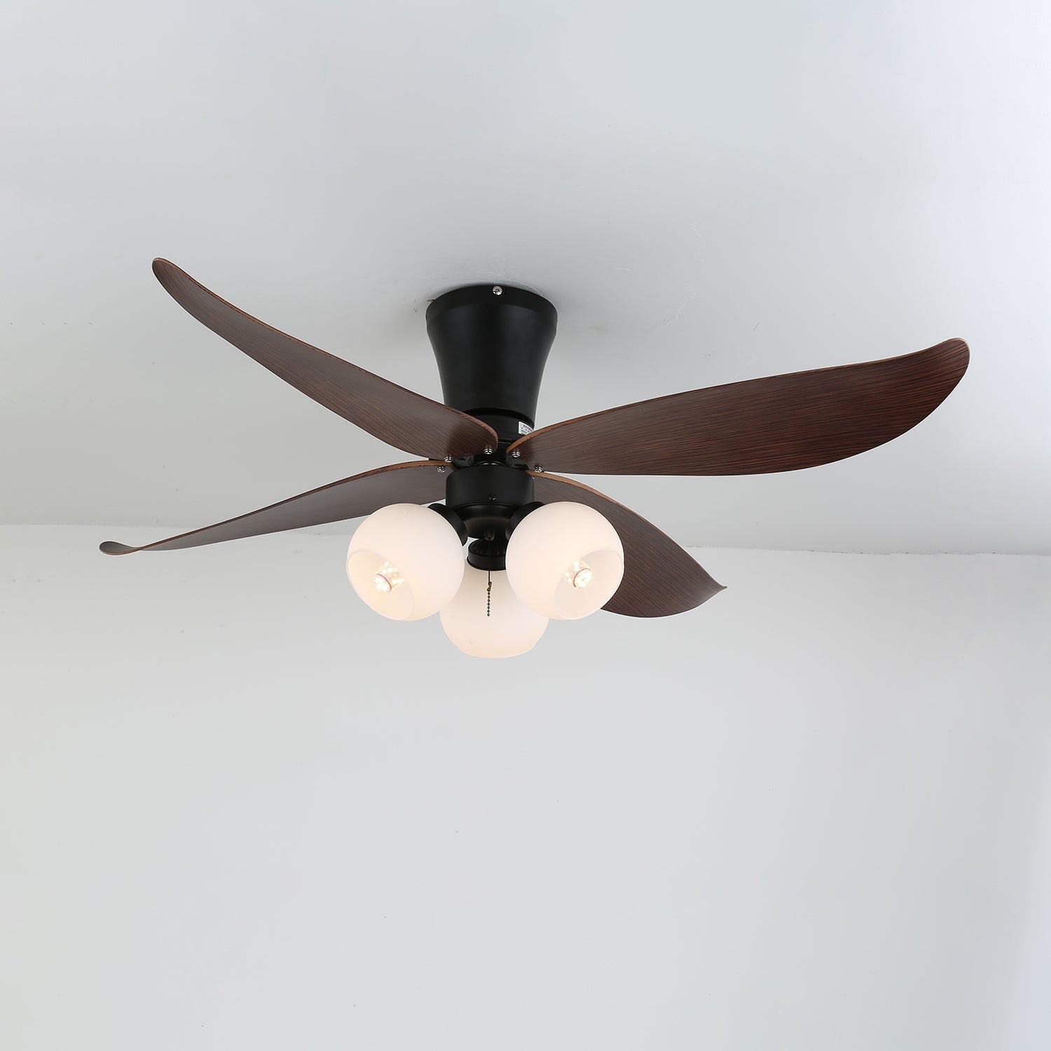 Selina Vintage Wood Glass Ceiling Fan Light - Blowlighting