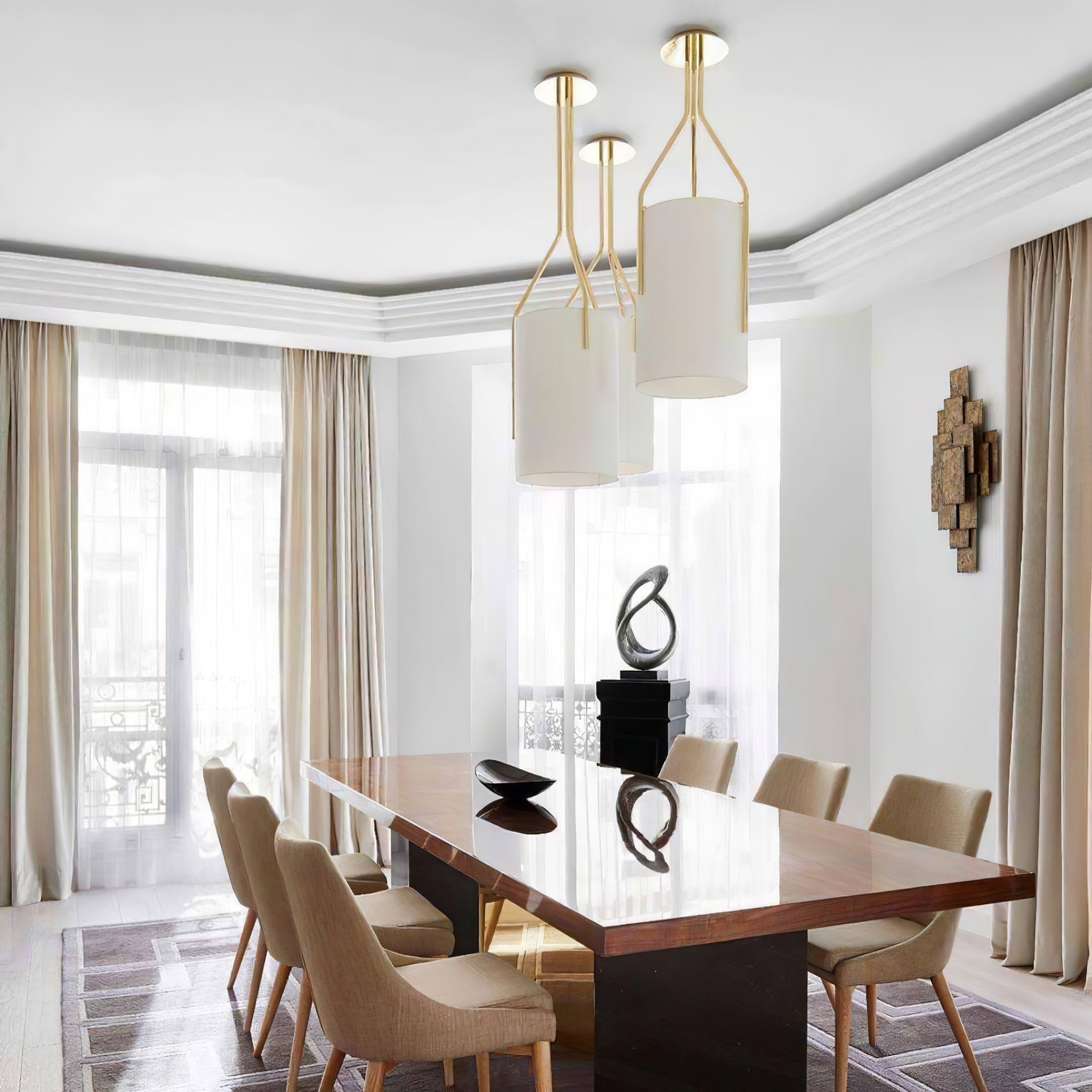 Lustra Chandelier LED 3-Lights Brass Modern - Letslighting