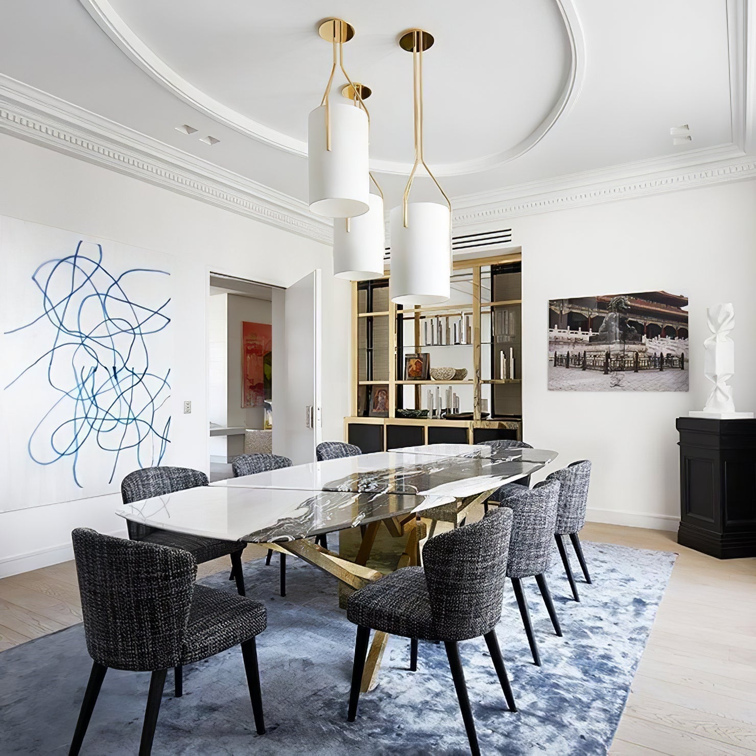 Lustra Chandelier LED 3-Lights Brass Modern - Letslighting