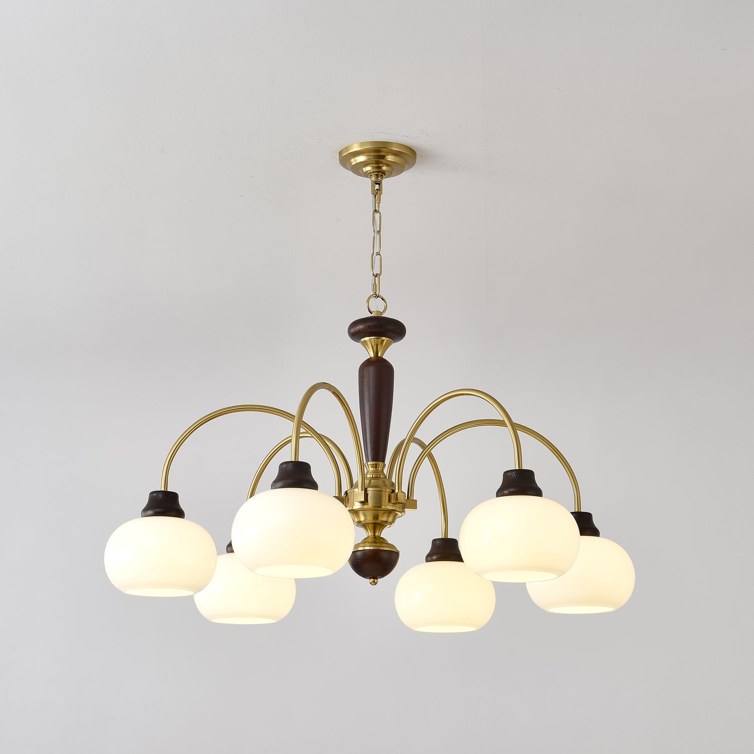 Aurora Chandelier Arched Globe White Shade - Letslighting