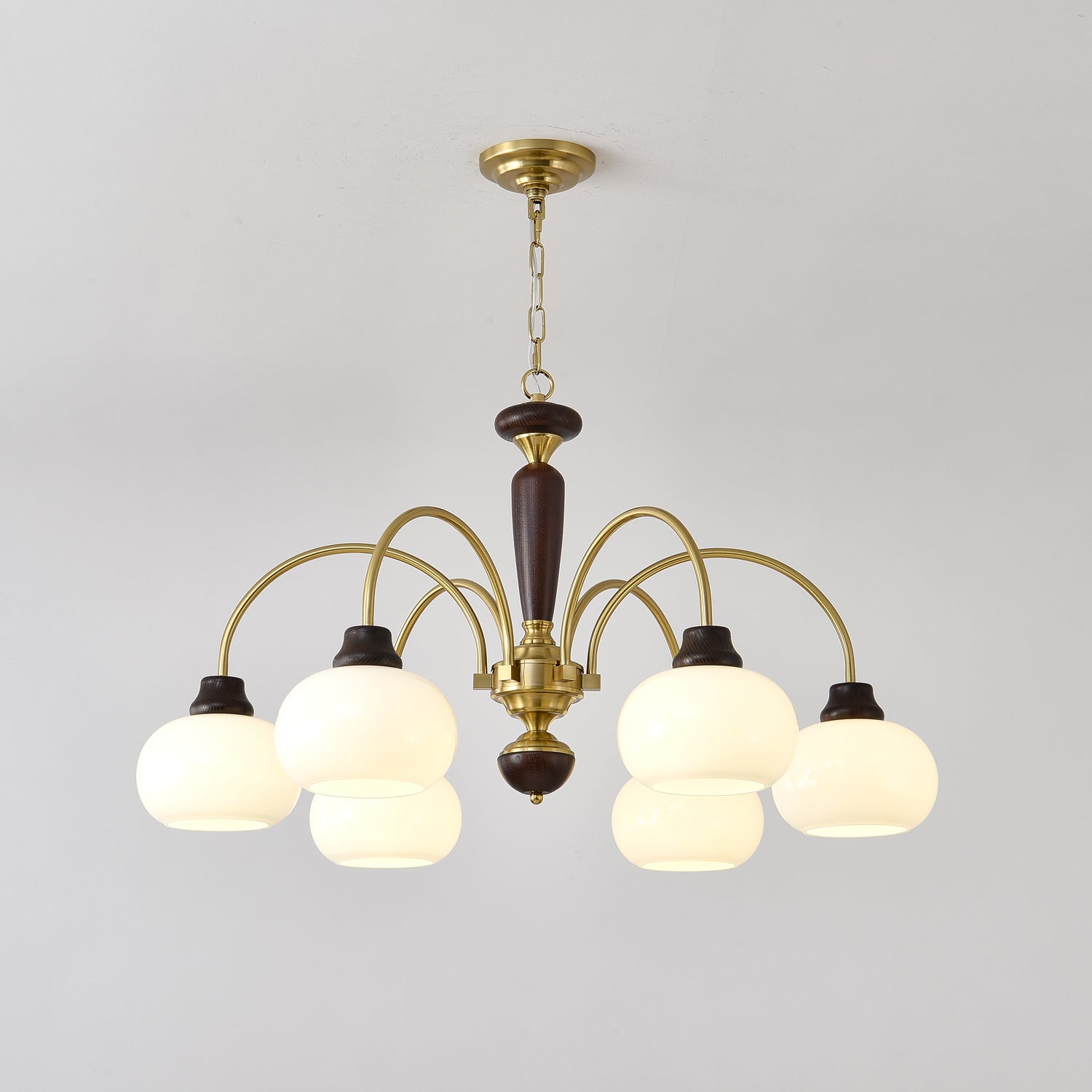 Aurora Chandelier Arched Globe White Shade - Letslighting