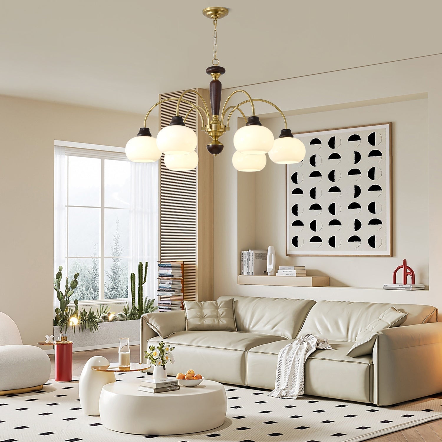 Aurora Chandelier Arched Globe White Shade - Letslighting